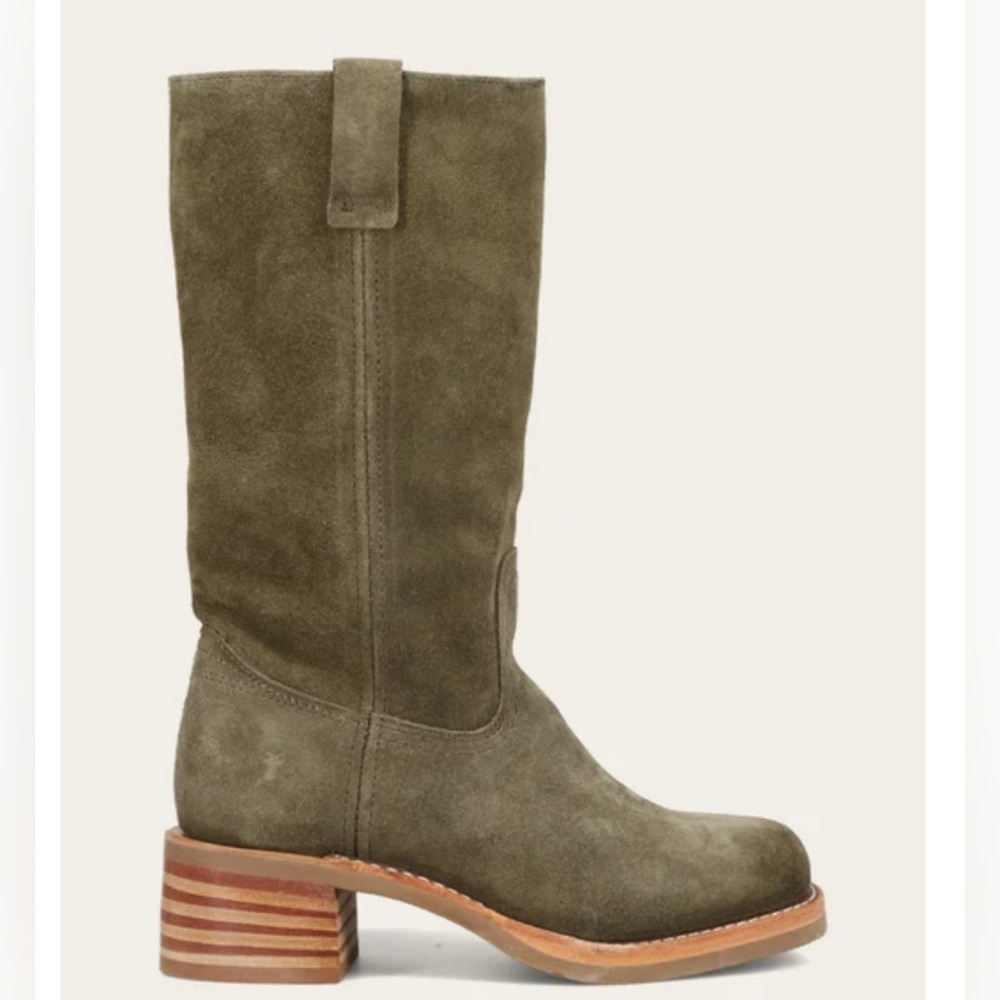 Frye Campus R12 Olive Green Suede Boots 9.5